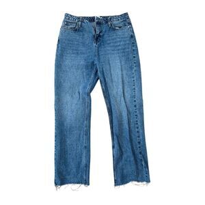 Princess Polly Womens Blue High Rise Wide Leg Cropped Denim Jeans Size 10